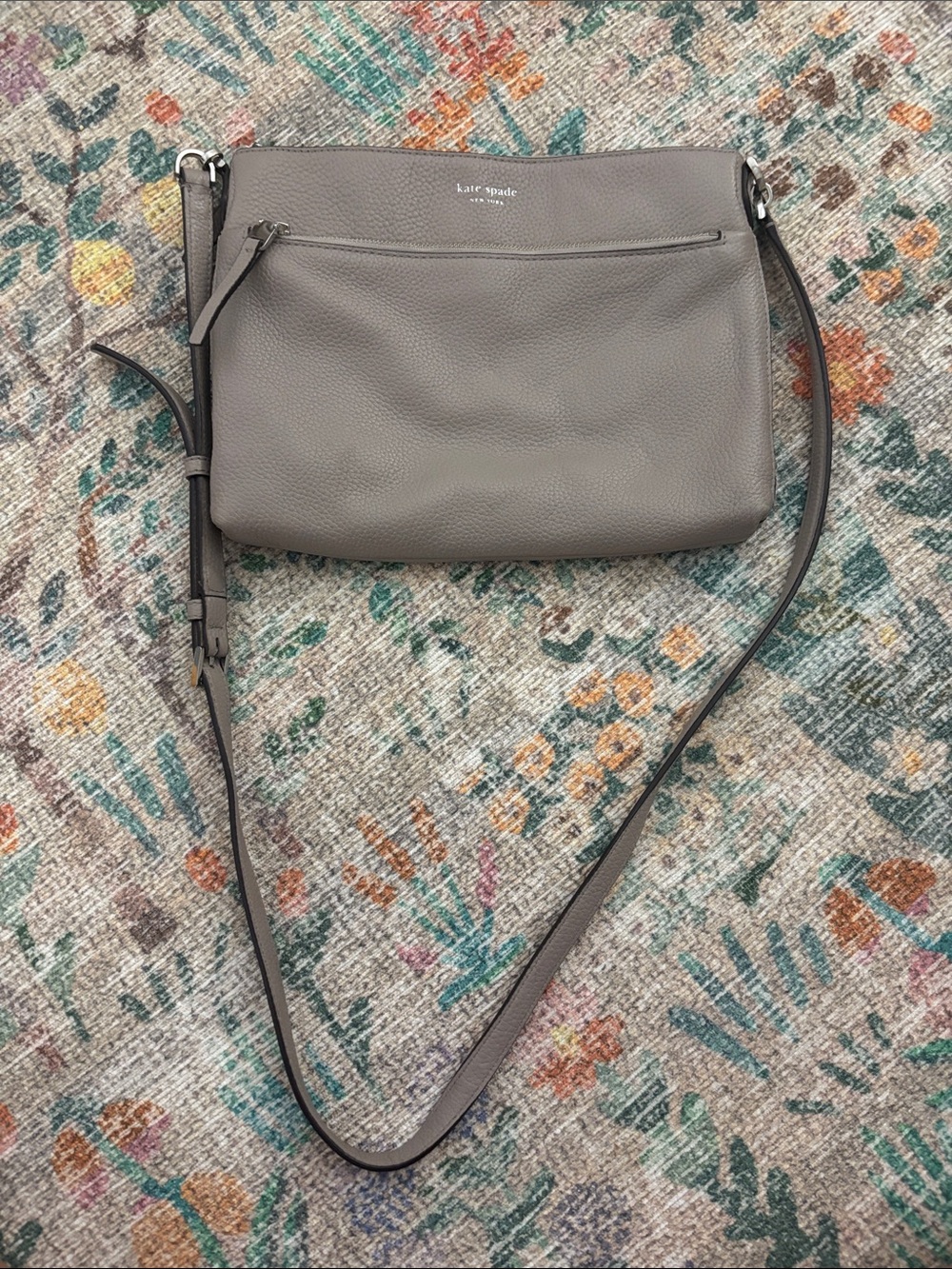 kate spade Taupe Gray Pebbled Leather Crossbody